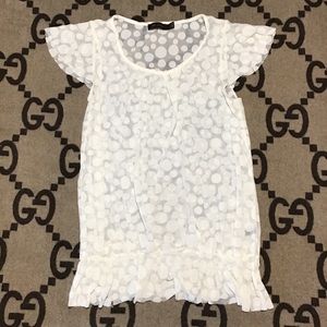 The LIMITED Women’s Cream Sheer Polkadot Extended Sleeve Shirred Hem